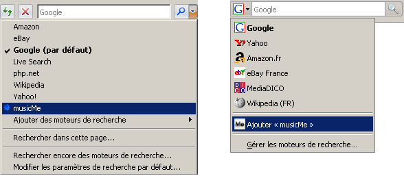 Ajouter musicMe � la barre de recherche rapide